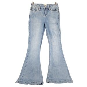 SHYANNE‎ Womens Jeans Size 28W x 32L Blue Denim Flare Leg Rhinestone Embellished